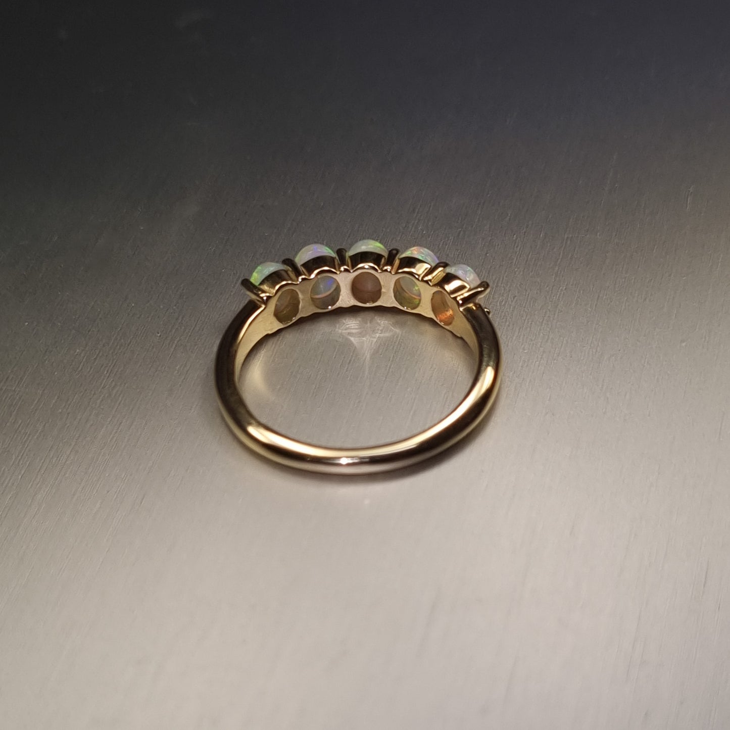 Five Stone Solid Opal Gold Ring