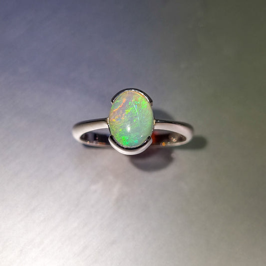 Solid Opal Silver Ring