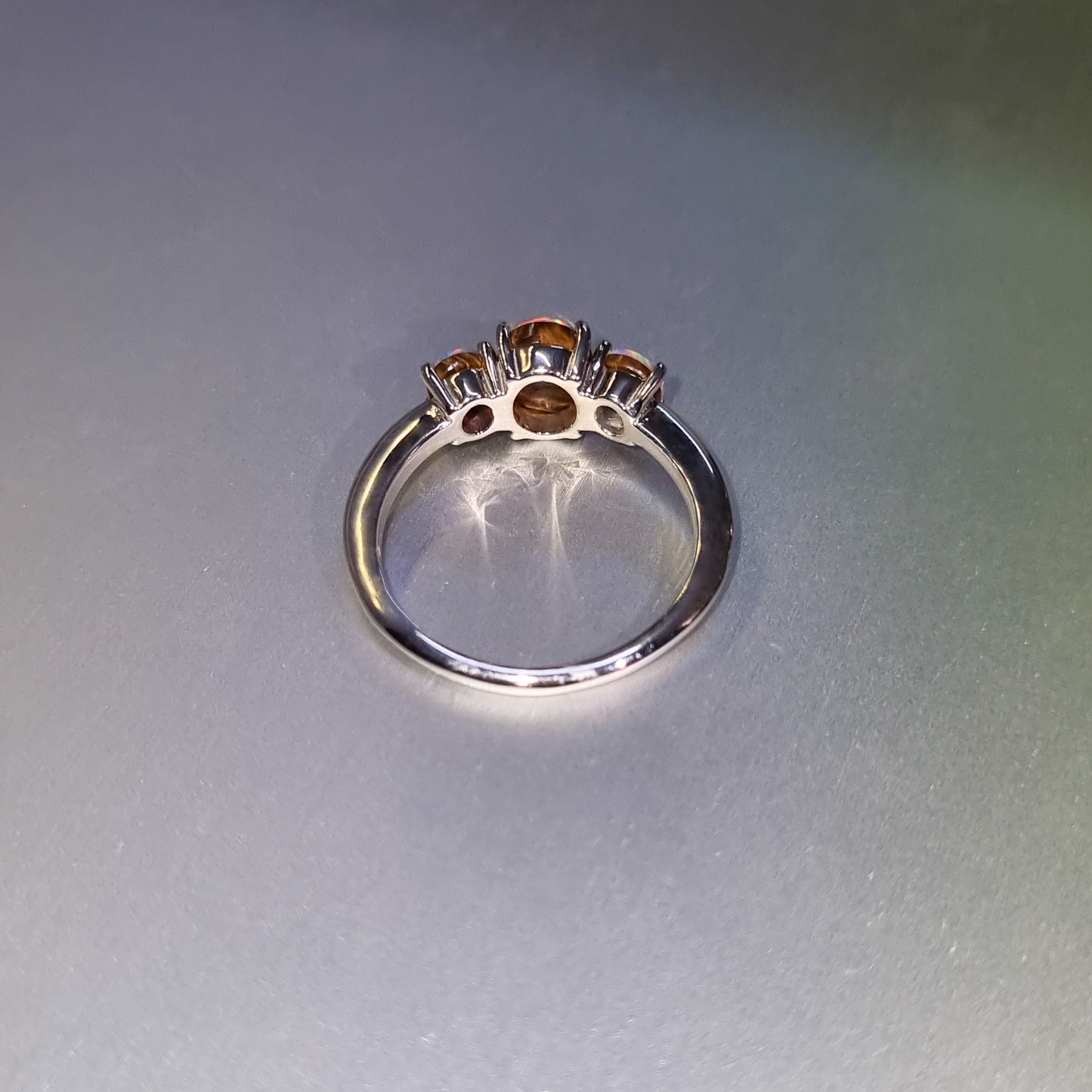 Three Stone Opal Doublet Silver Ring