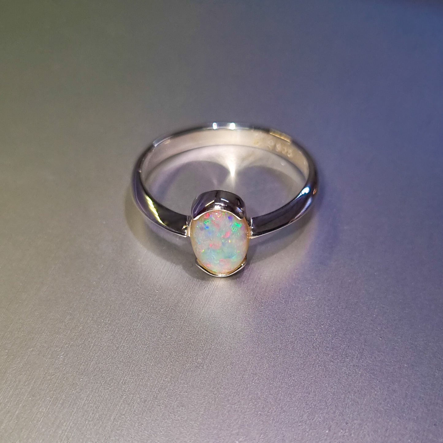 Solid Opal Silver Ring