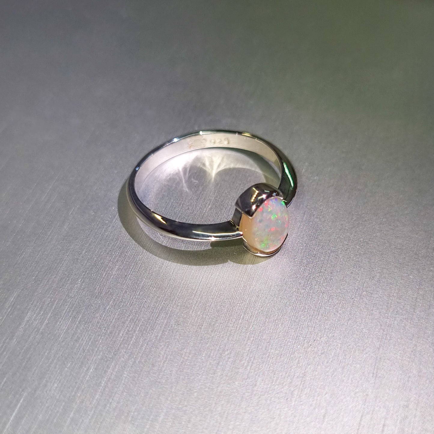 Solid Opal Silver Ring