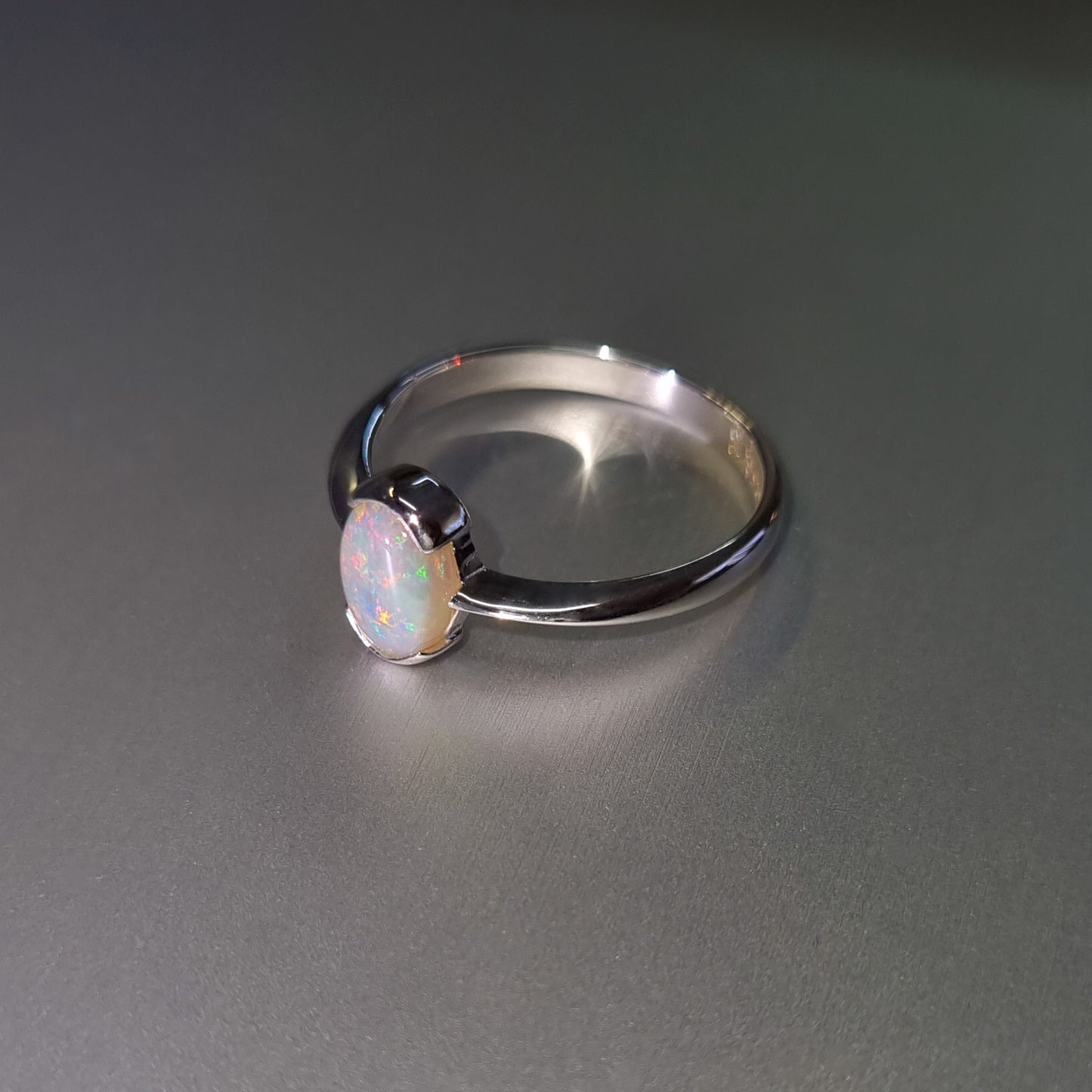 Solid Opal Silver Ring