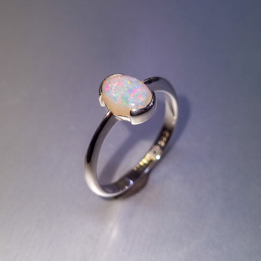 Solid Opal Silver Ring