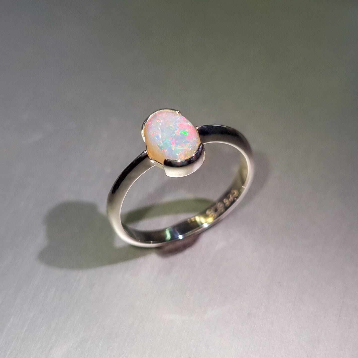 Solid Opal Silver Ring