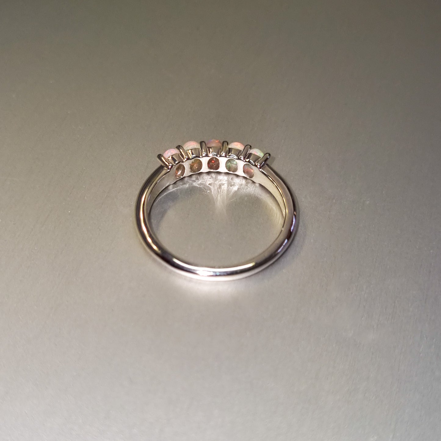 Five Stone Solid Opal Silver Ring