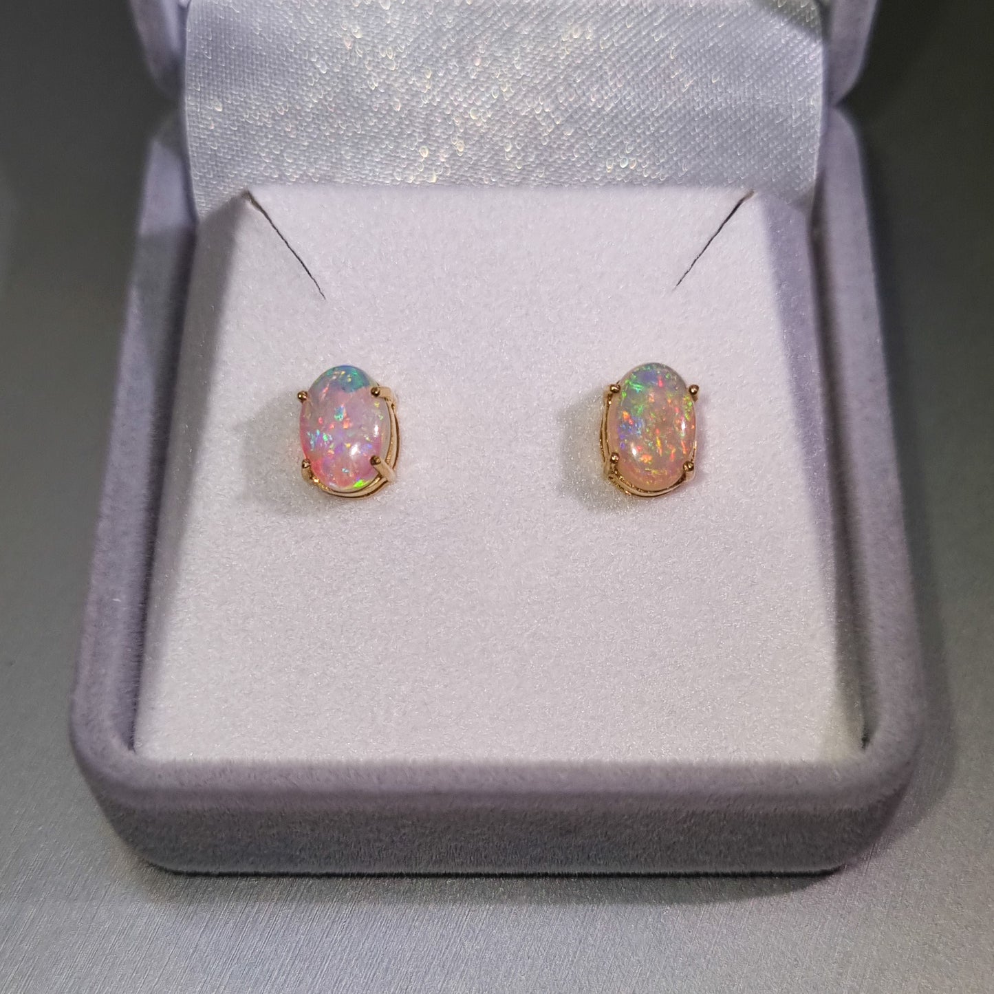 Coober Pedy Solid Opal Gold Earrings