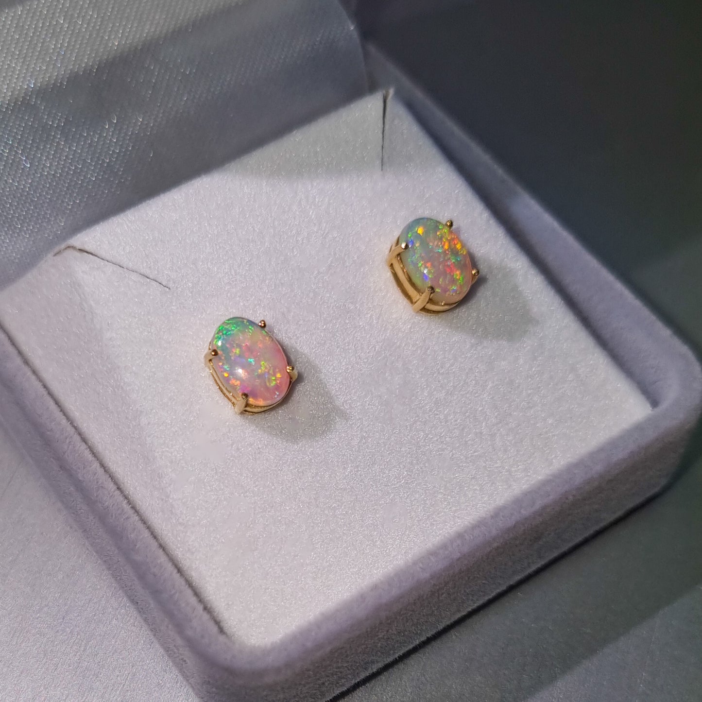 Coober Pedy Solid Opal Gold Earrings
