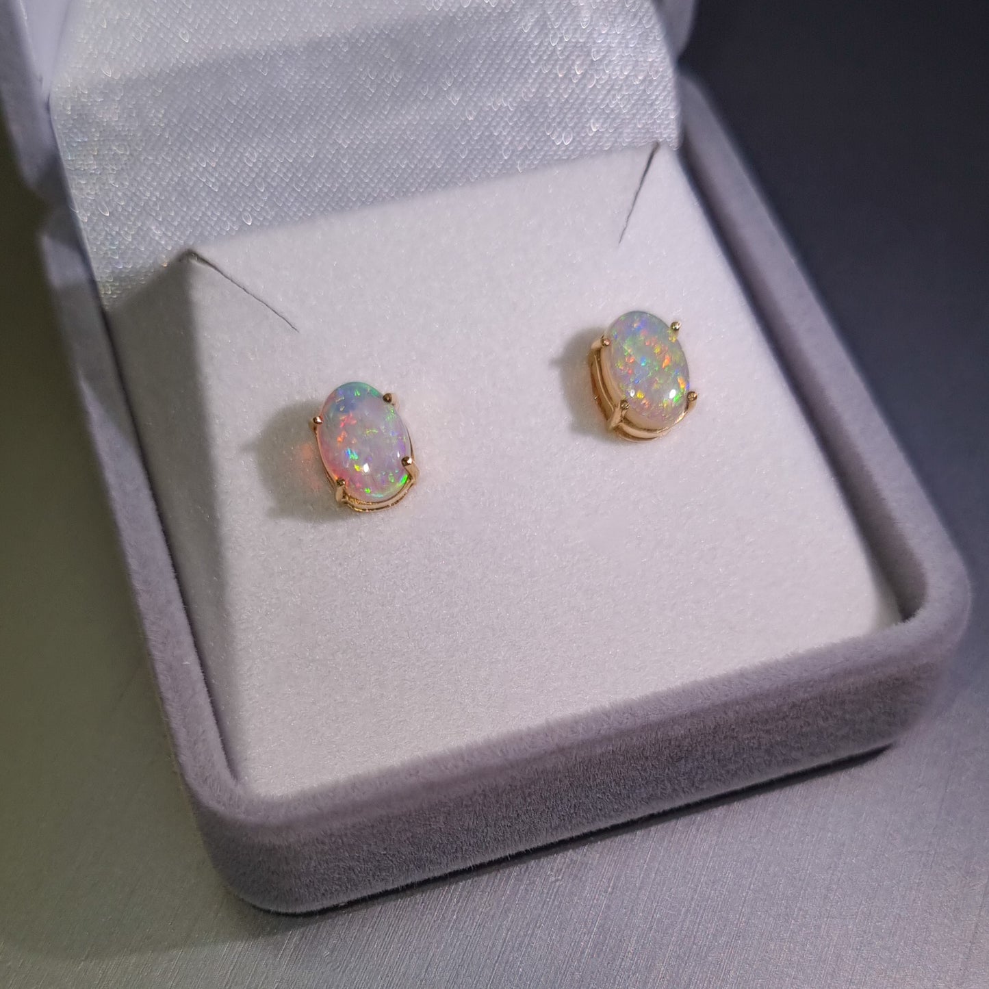 Coober Pedy Solid Opal Gold Earrings