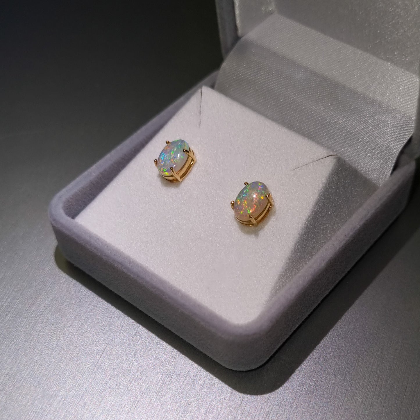 Coober Pedy Solid Opal Gold Earrings