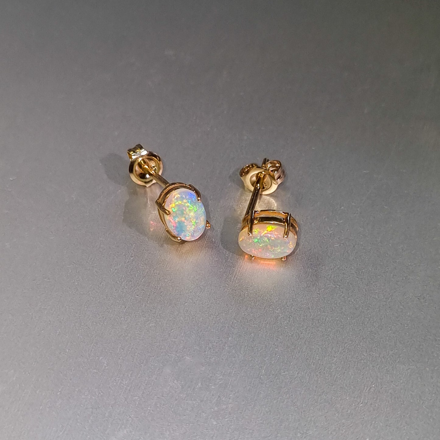 Coober Pedy Solid Opal Gold Earrings