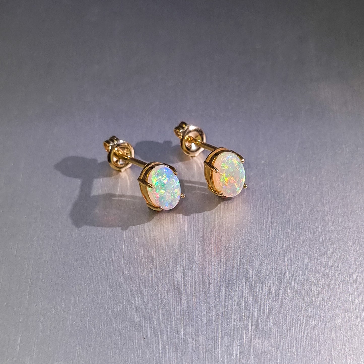Coober Pedy Solid Opal Gold Earrings