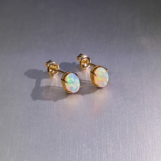 Coober Pedy Solid Opal Gold Earrings