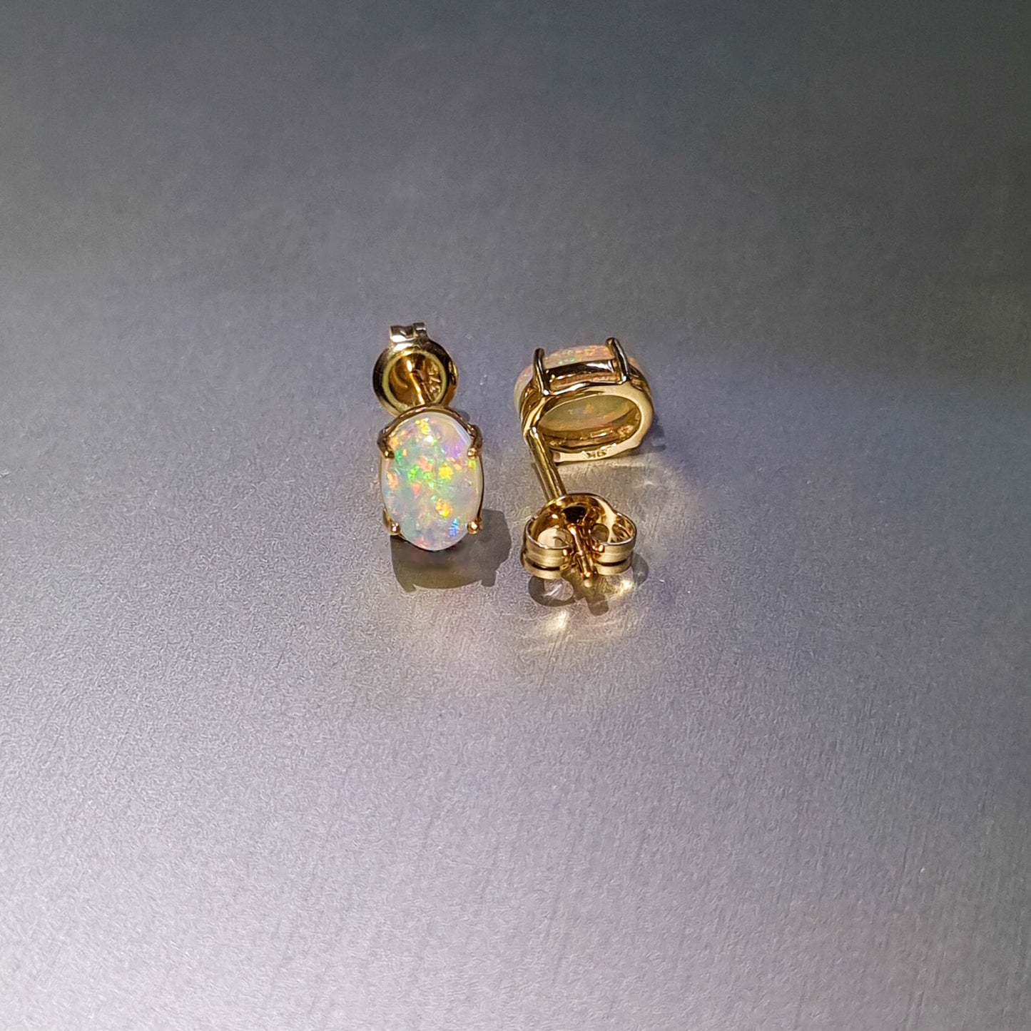 Coober Pedy Solid Opal Gold Earrings