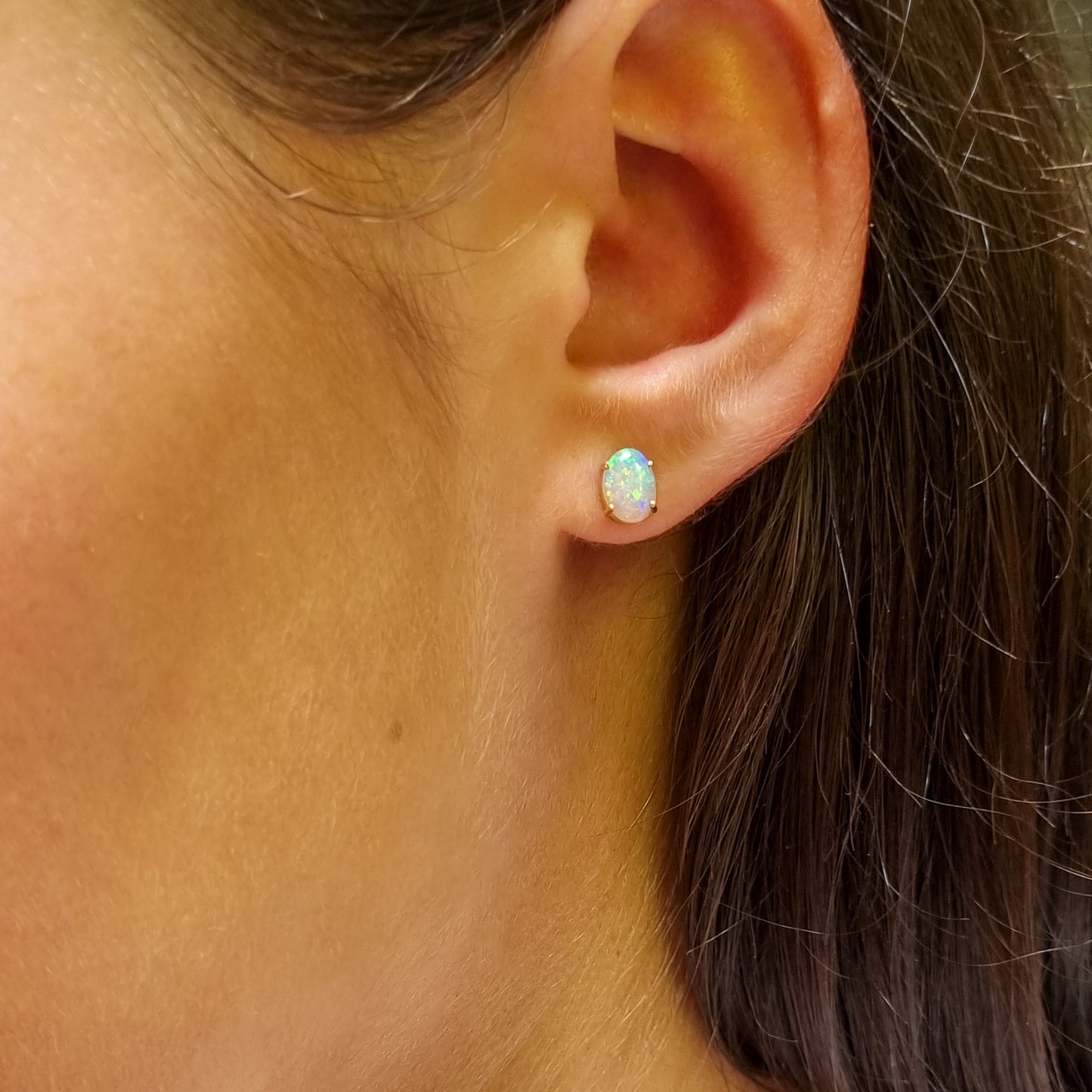 Coober Pedy Solid Opal Gold Earrings