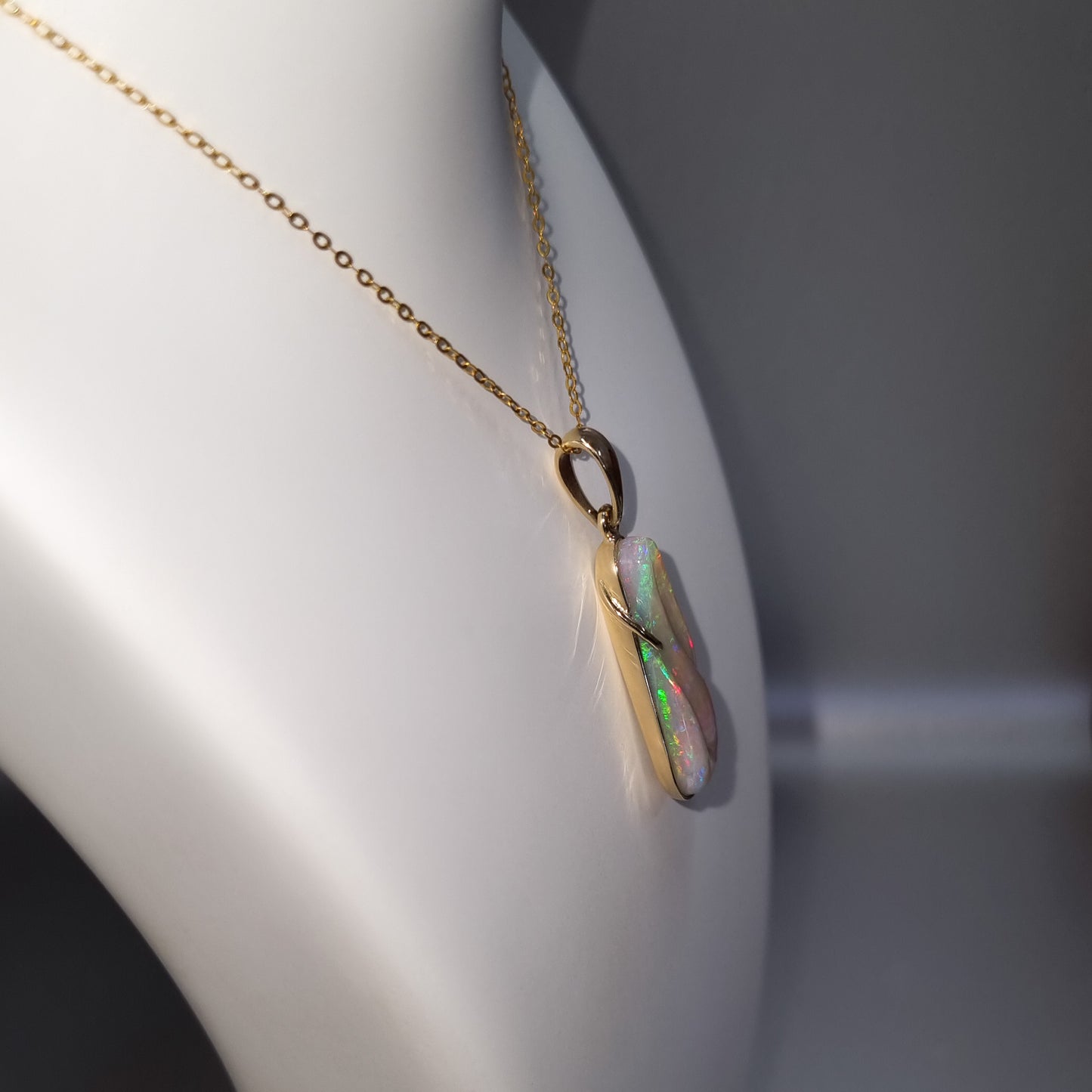 Solid Carved Opal Gold Pendant