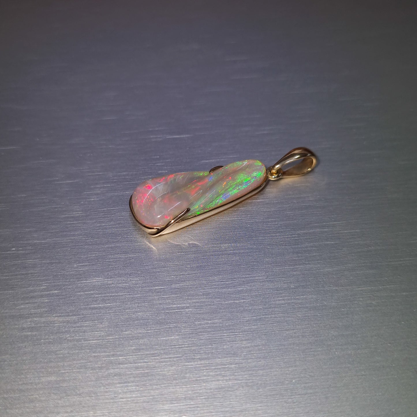 Solid Carved Opal Gold Pendant