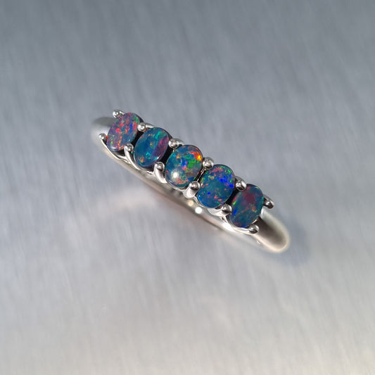 5 Stone Opal Doublet Ring