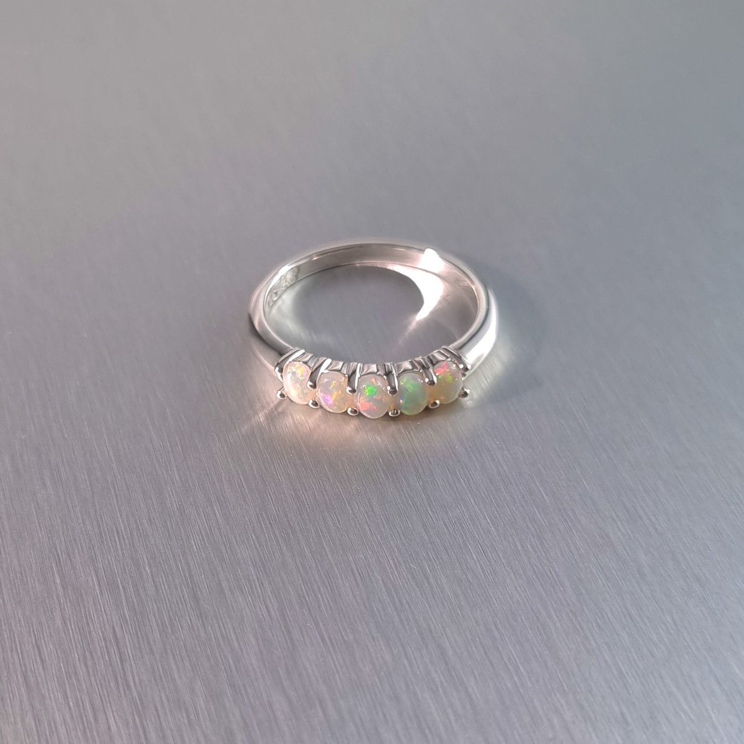 5 Stone Solid Opal Ring