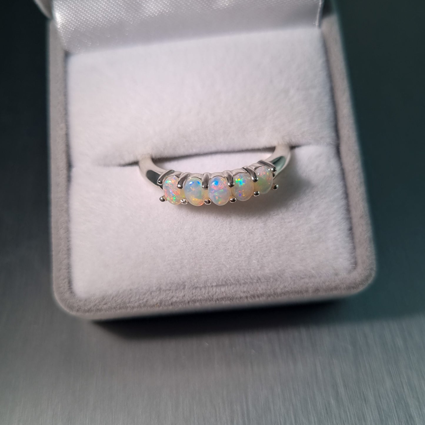 5 Stone Solid Opal Ring