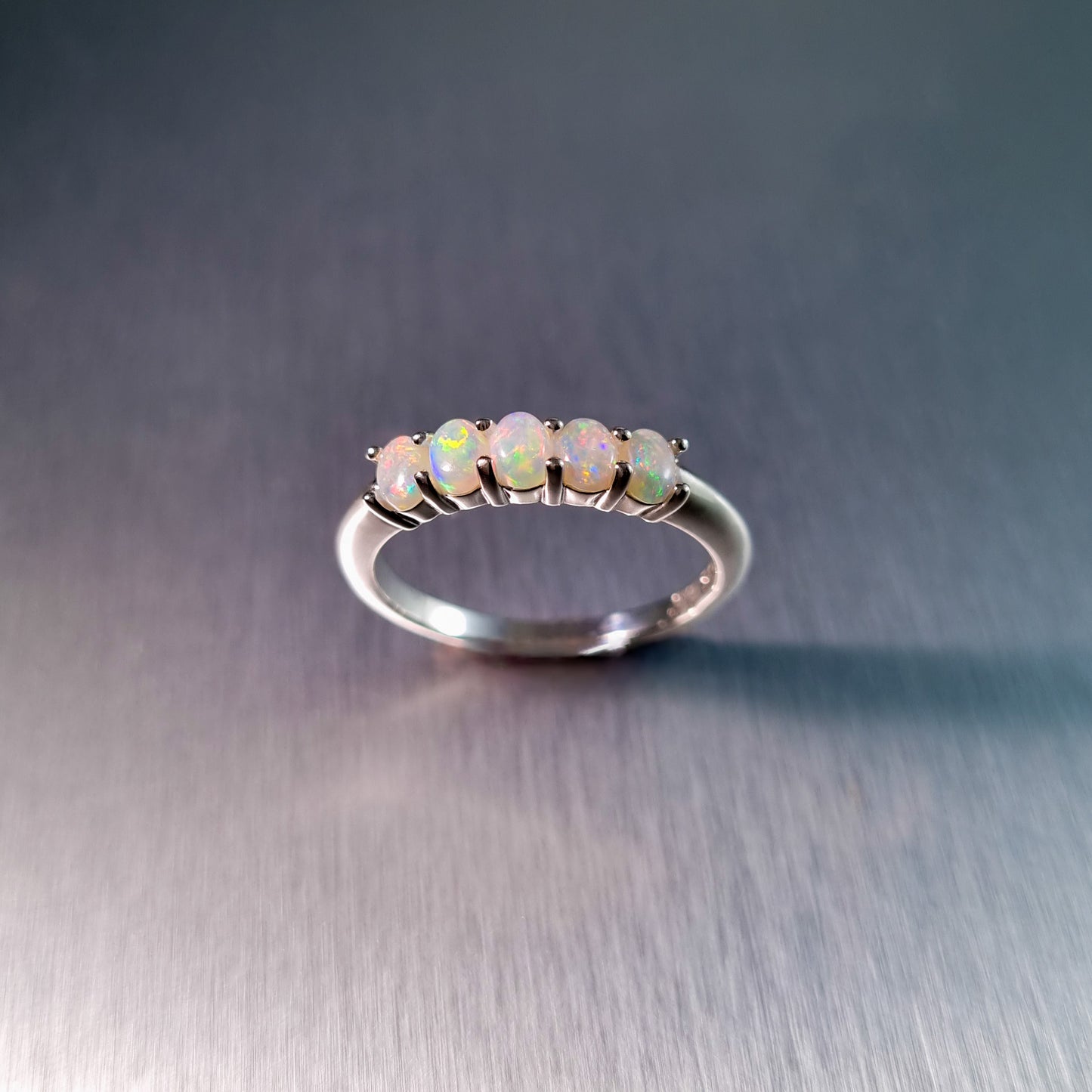 5 Stone Solid Opal Ring