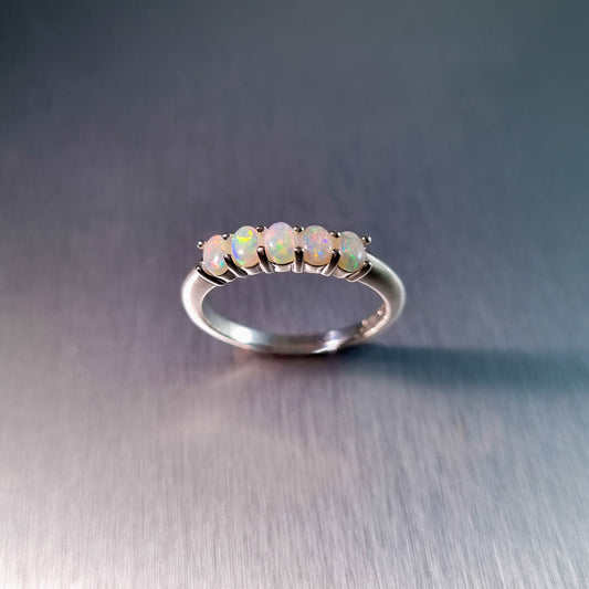5 Stone Solid Opal Ring