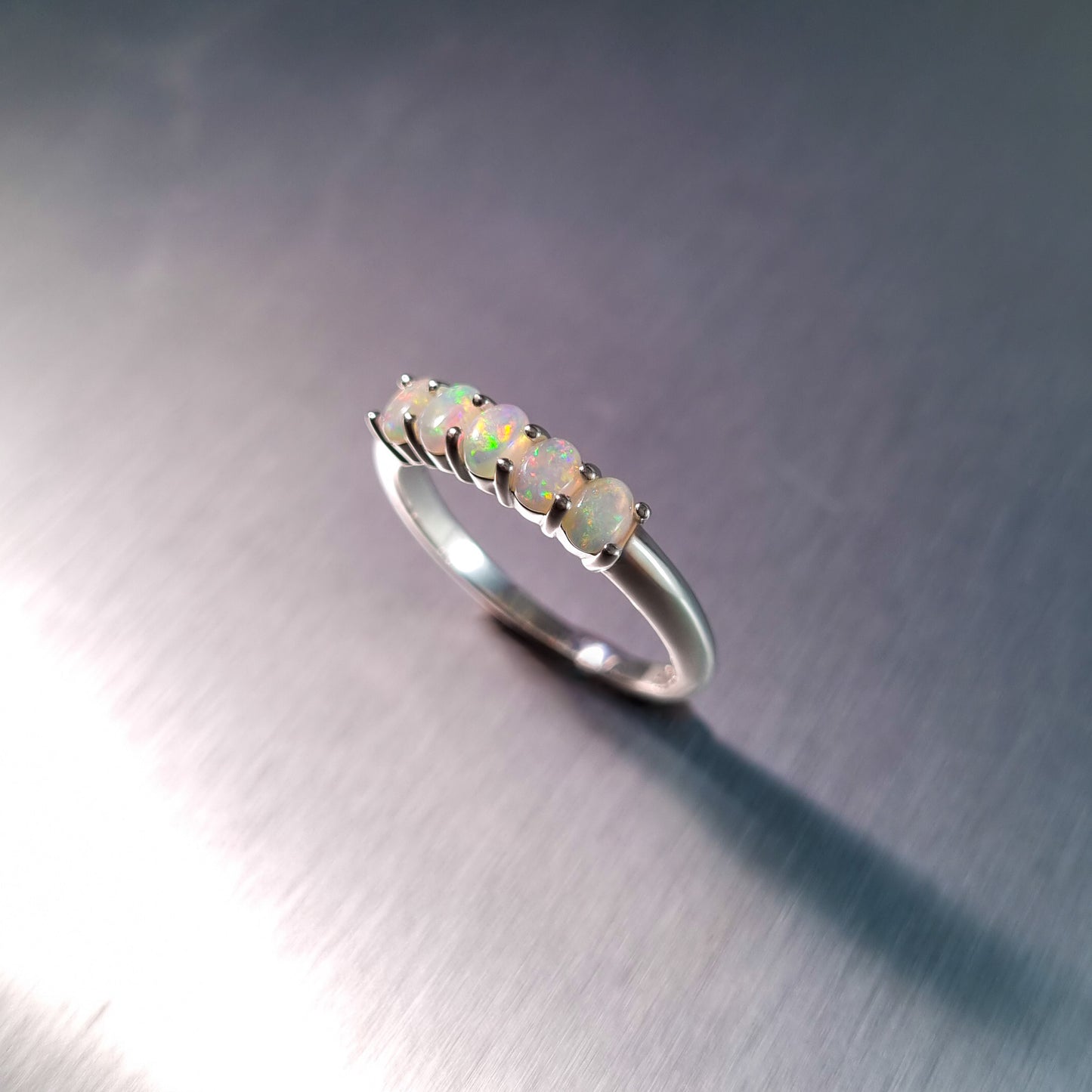 5 Stone Solid Opal Ring