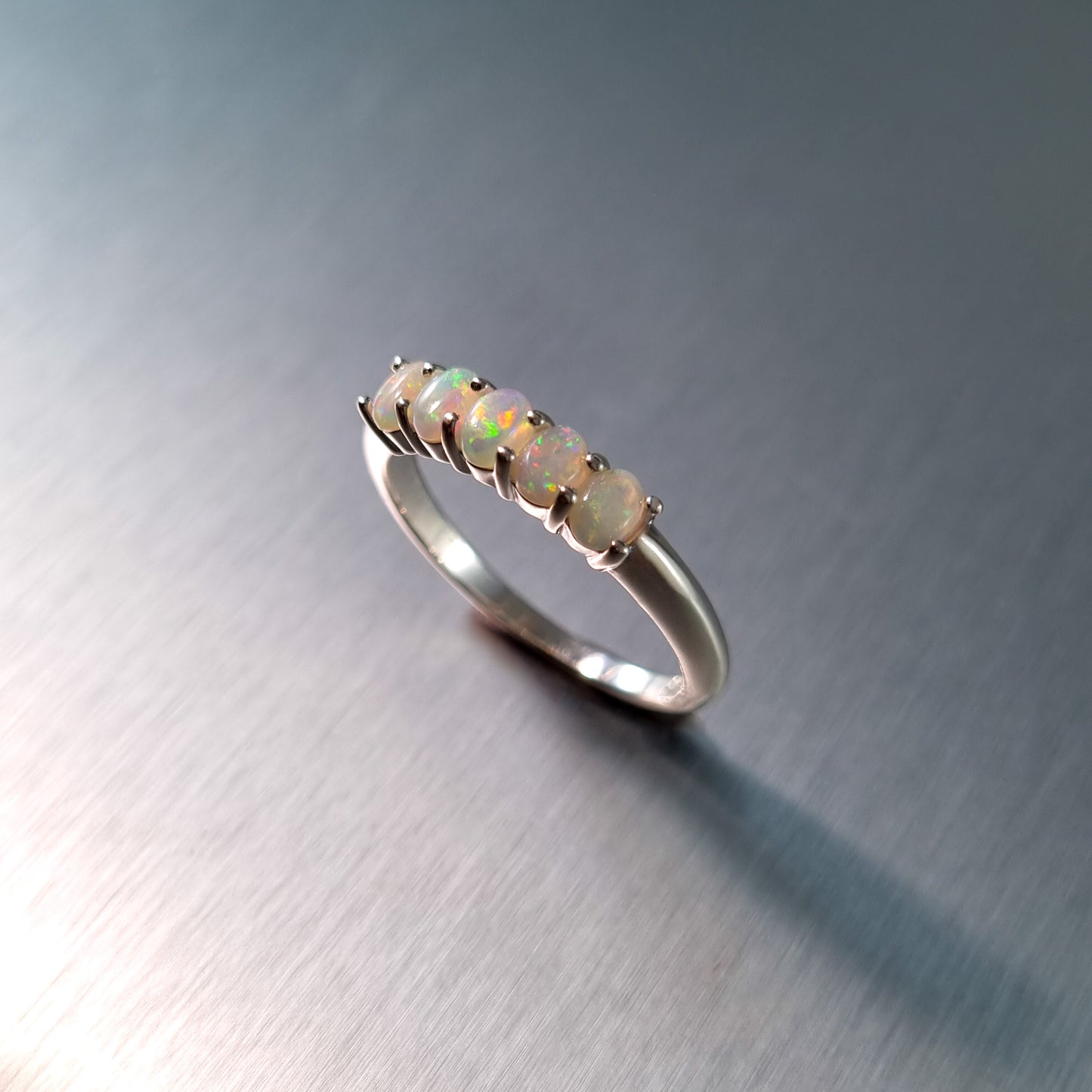 5 Stone Solid Opal Ring