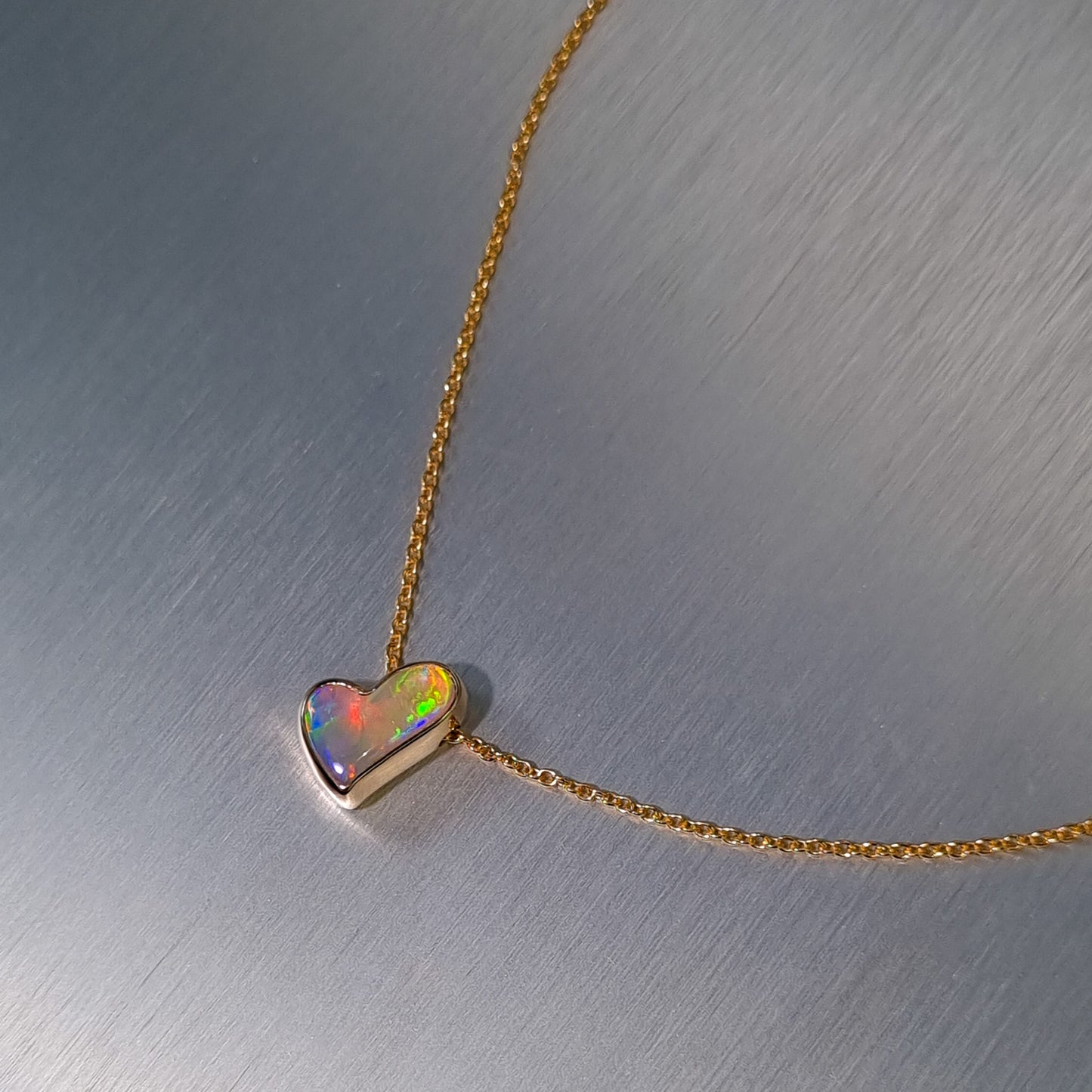 Mintabie Solid Opal Heart Pendant