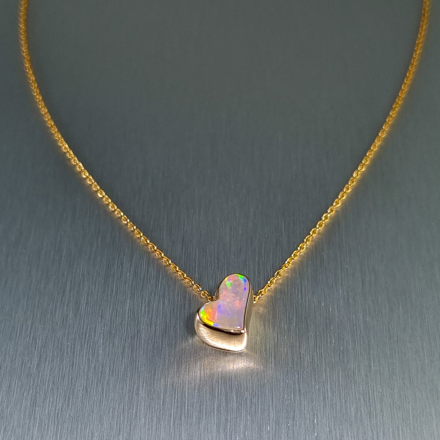 Mintabie Solid Opal Heart Pendant