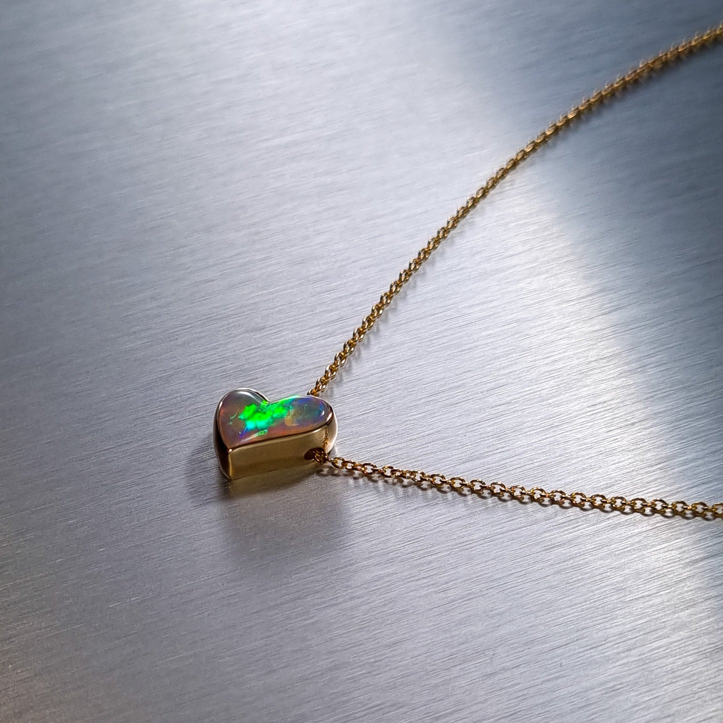 Mintabie Solid Opal Heart Pendant