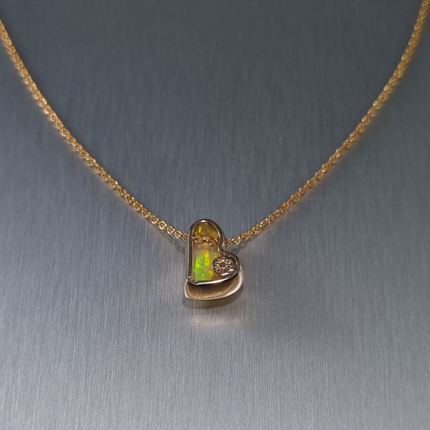 Mintabie Solid Opal Heart Pendant