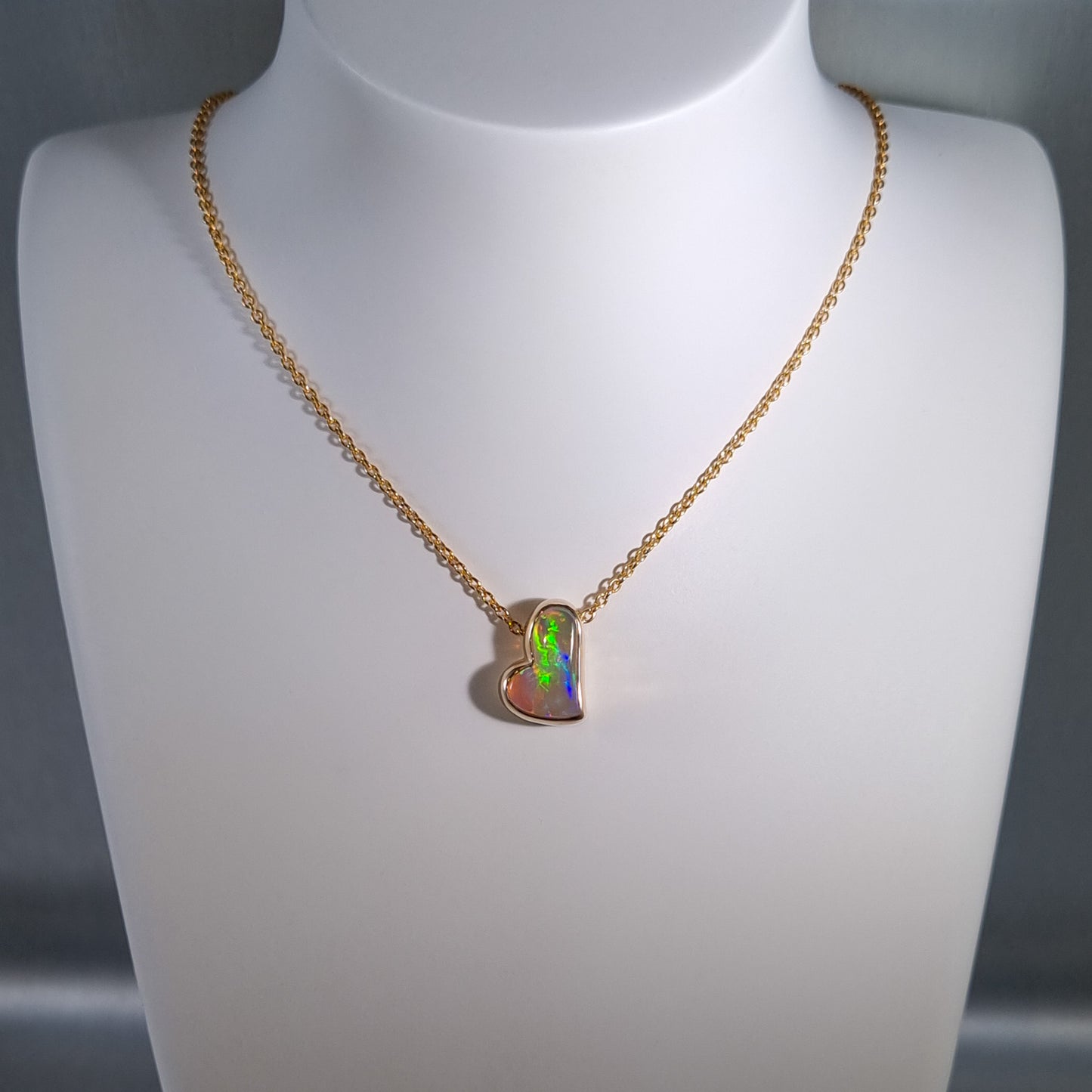 Mintabie Solid Opal Heart Pendant