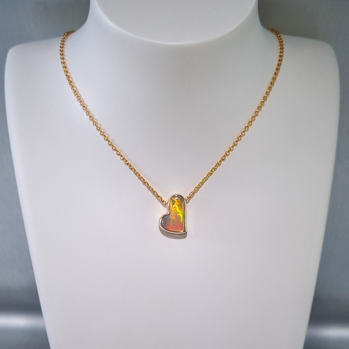 Mintabie Solid Opal Heart Pendant