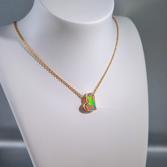 Mintabie Solid Opal Heart Pendant