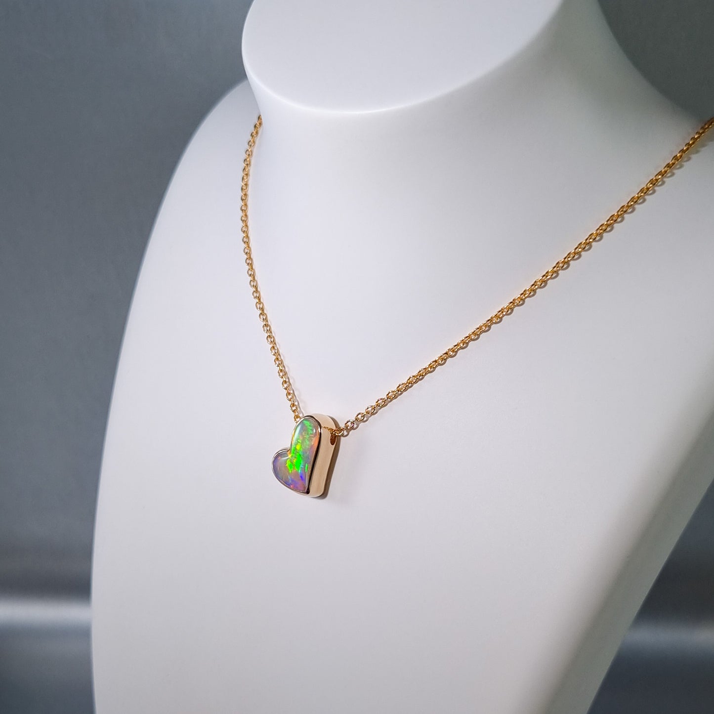 Mintabie Solid Opal Heart Pendant