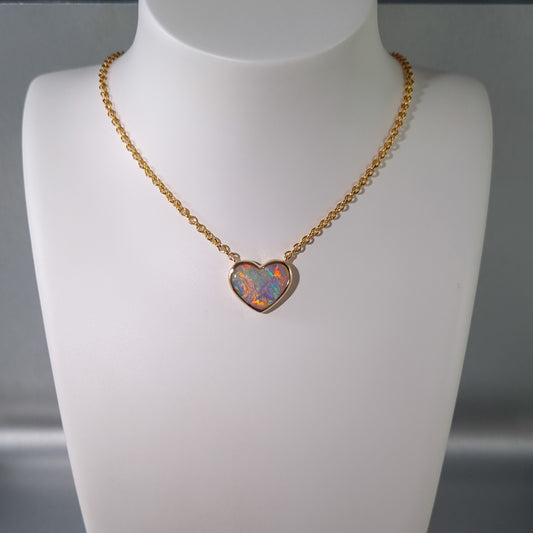 Mintabie Solid Opal Heart Pendant
