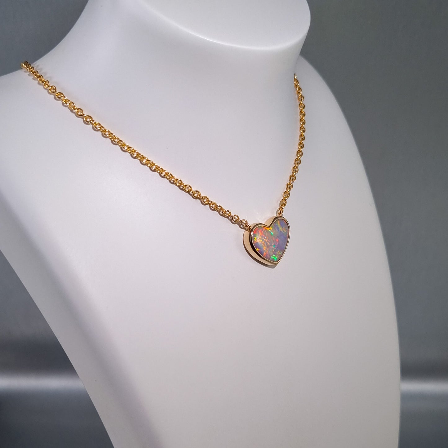 Mintabie Solid Opal Heart Pendant