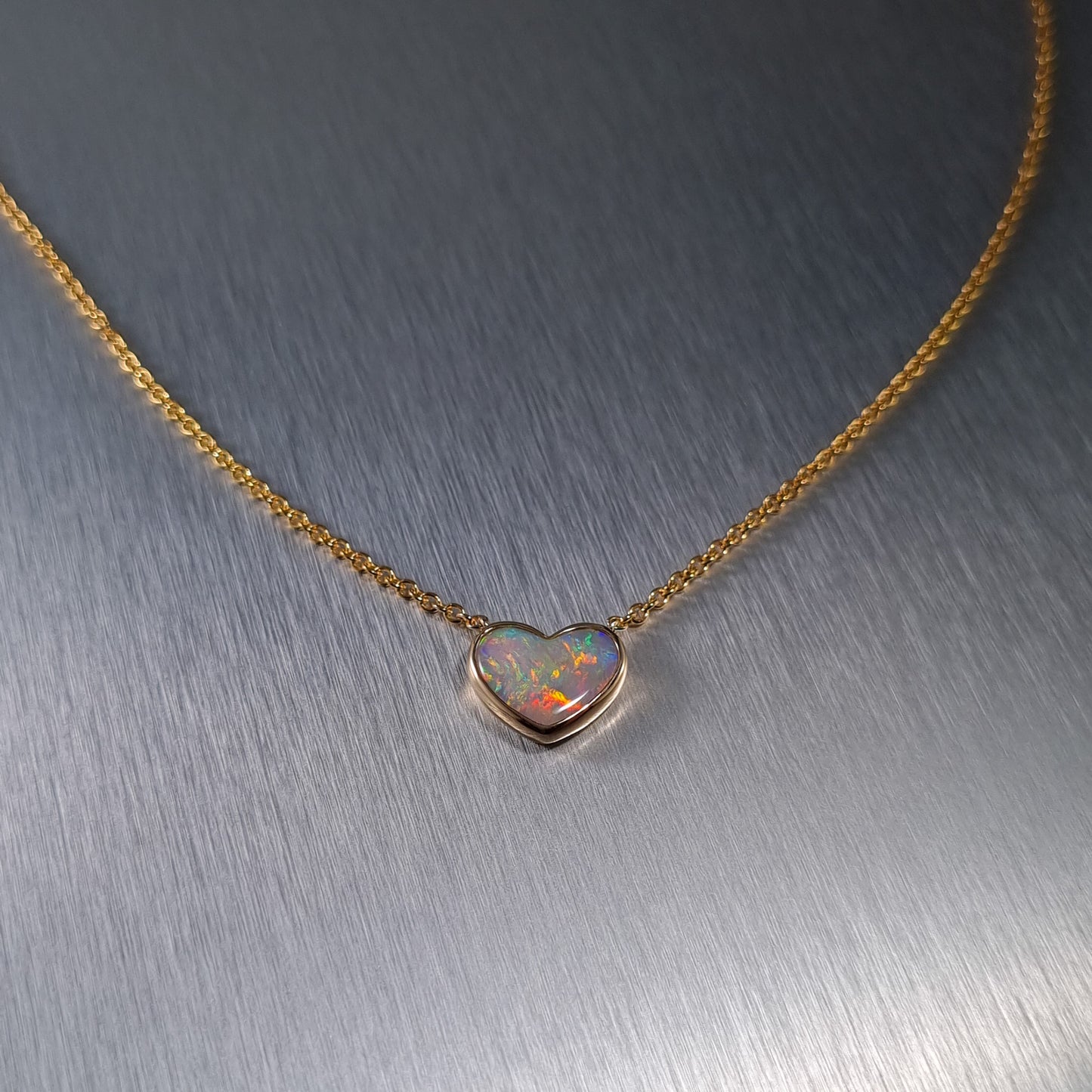 Mintabie Solid Opal Heart Pendant