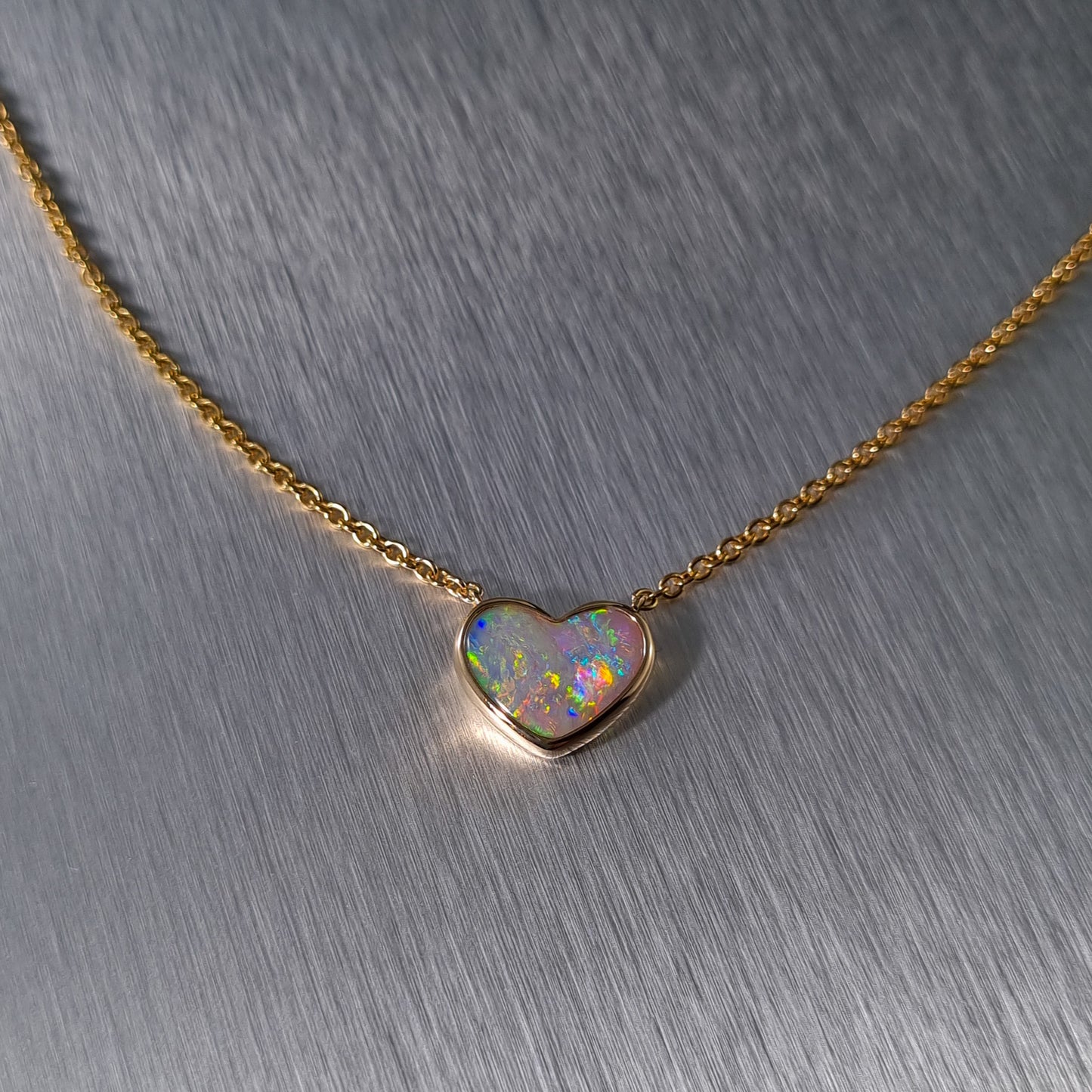 Mintabie Solid Opal Heart Pendant