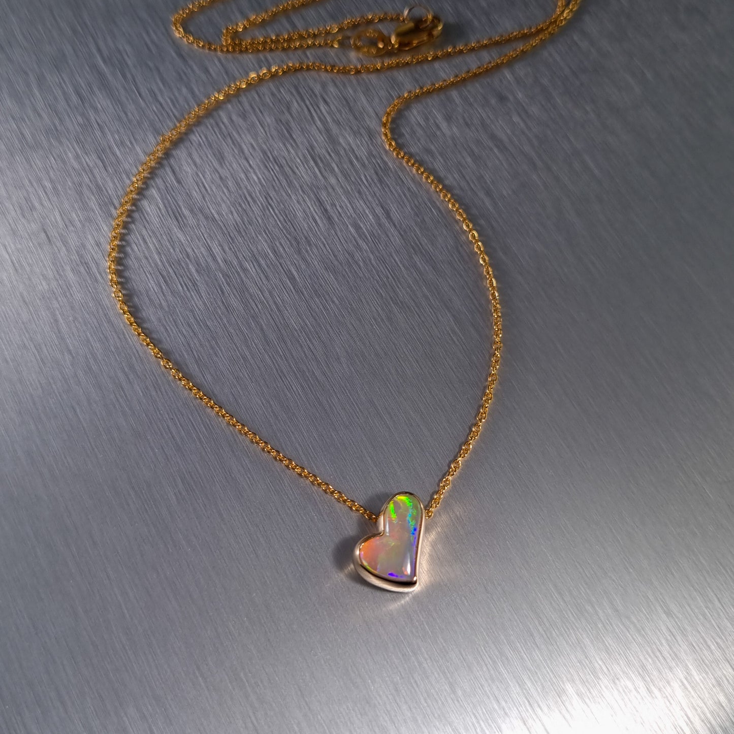 Mintabie Solid Opal Heart Pendant