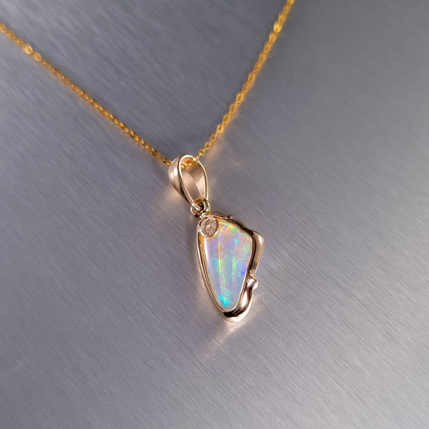 Solid Carved Opal Gold Pendant