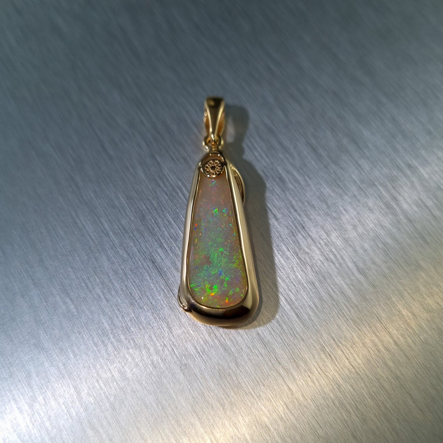 Solid Carved Opal Gold Pendant