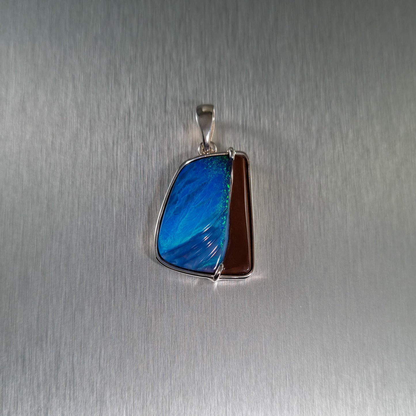 Solid Carved Boulder Opal Pendant