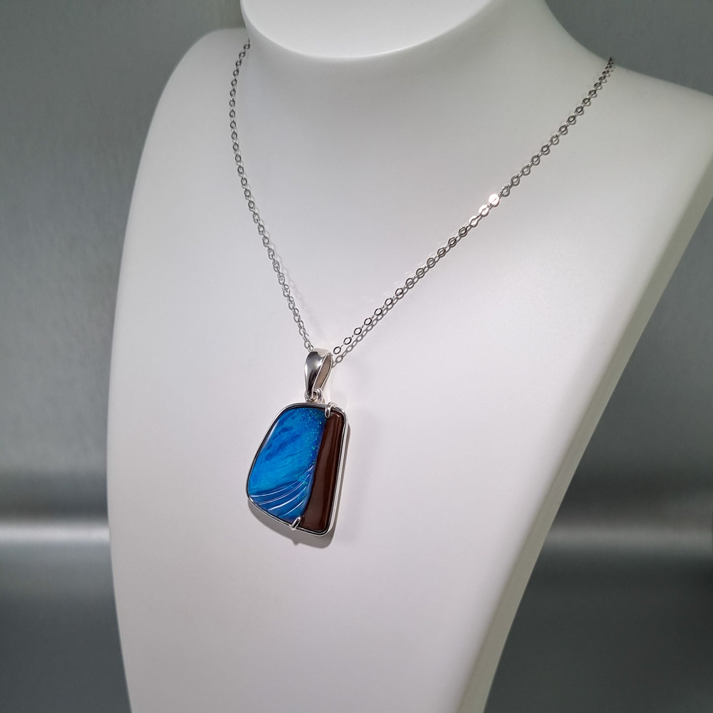 Solid Carved Boulder Opal Pendant