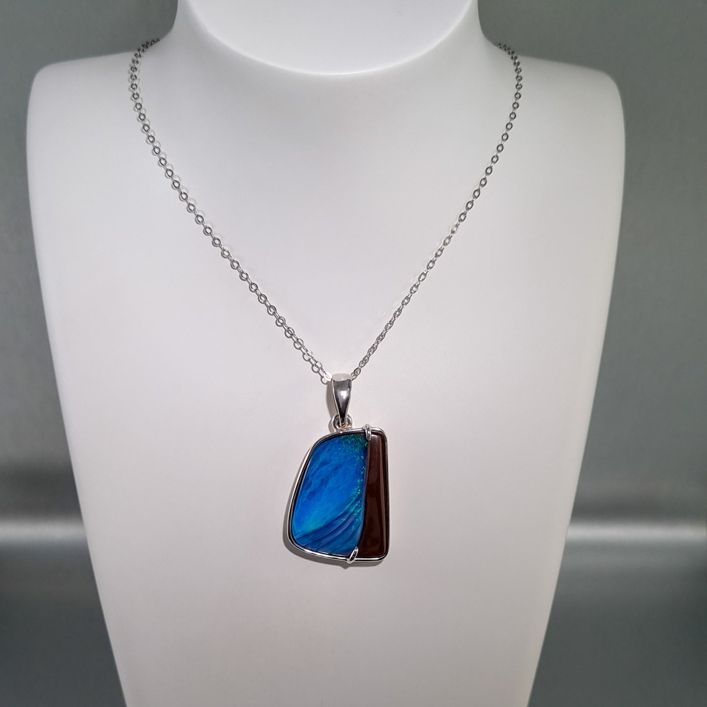 Solid Carved Boulder Opal Pendant