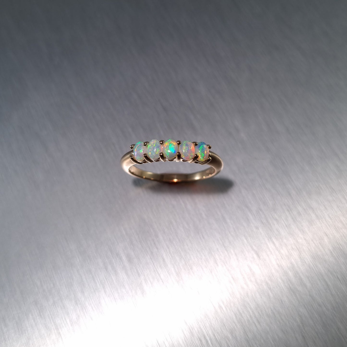 5 Stone Solid Opal Gold Ring