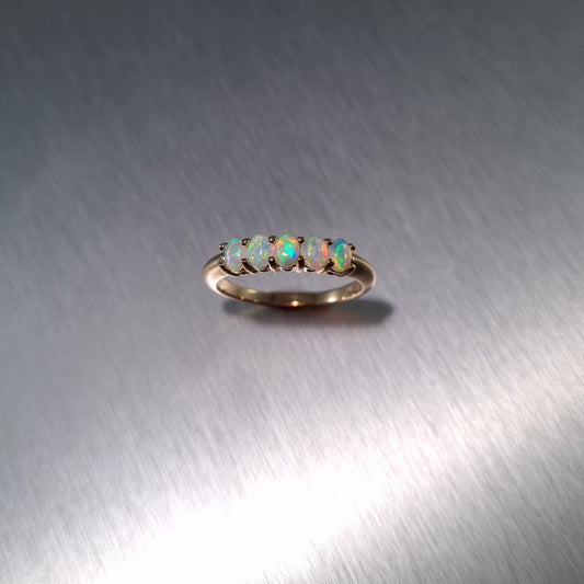 5 Stone Solid Opal Gold Ring