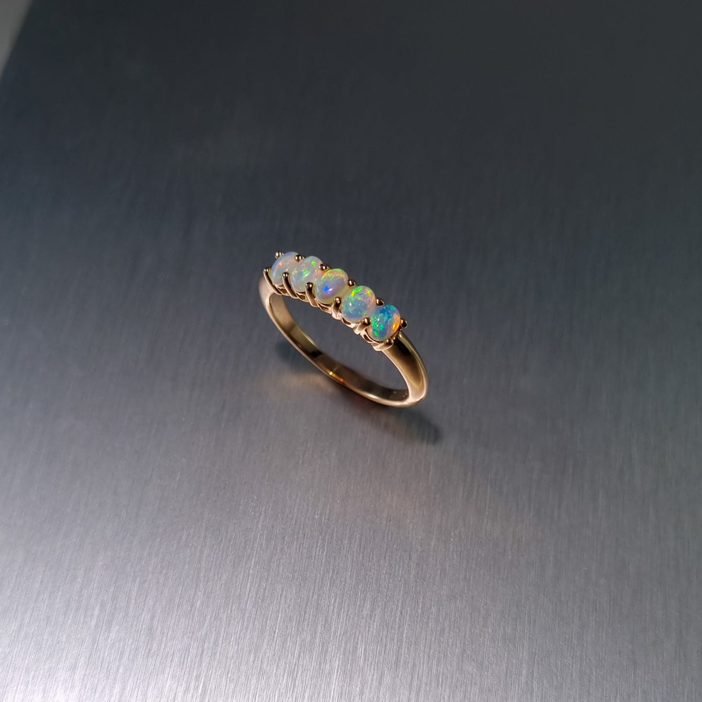 5 Stone Solid Opal Gold Ring