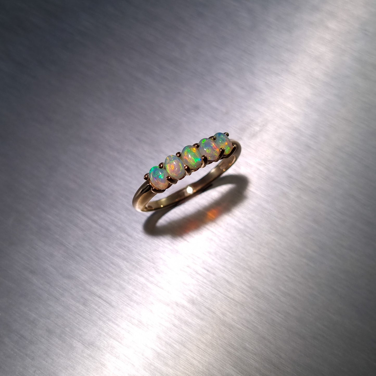5 Stone Solid Opal Gold Ring