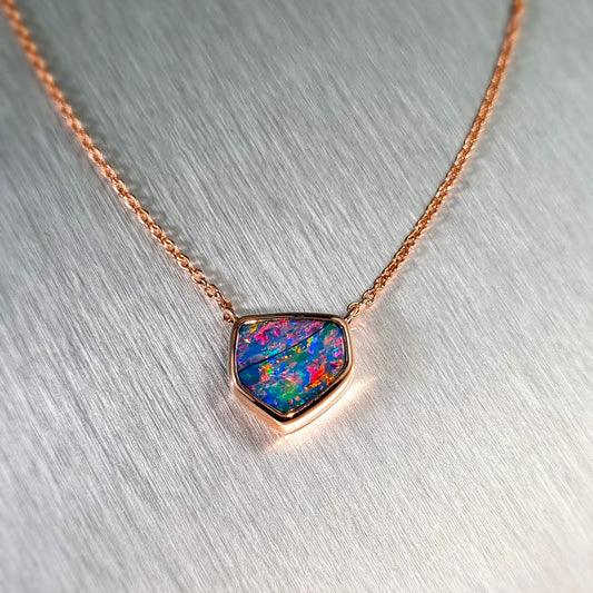 Opal Doublet and Rose Gold Pendant
